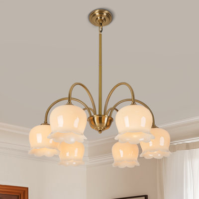 Lustre en laiton brossé 6 lumières pour salle à manger
