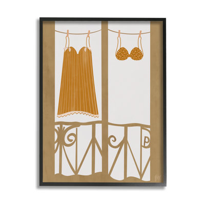 " Vintage Orange Clothing European Architecture Balcony Clothesline " by Birch&Ink