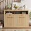 Buffet en bois d'ingénierie de 130 x 41 x 94 cm (51 x 16 x 37 po) avec façade à panneaux ondulés, 4 portes et 2 tiroirs. Parfait pour la salle à manger, la cuisine, le salon, le corridor et l'entrée. Couleur bois.-1535781284
