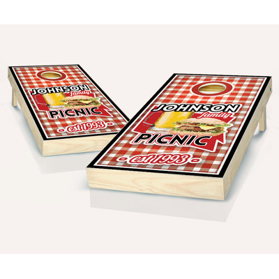 Ensemble de jeu de cornhole personnalisé en bois massif 2 pi x 4 pi avec sacs