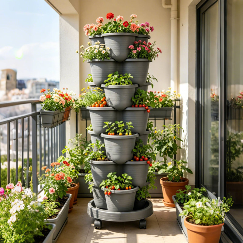 Ensemble de jardinières verticales Strawberry, Gris