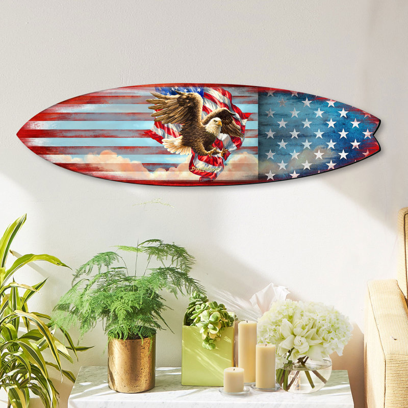 Panneau de porte patriotique de planche de surf américain Diminutive