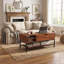 Table basse moderne à plateau relevable multifonctionnel avec compartiment de rangement spacieux et caché et tablette de rangement amovible pour salon, salon, réception, bureau à domicile