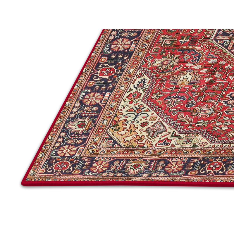 Tapis traditionnel rouge / noir, Rectangle 4 pi x 6 pi