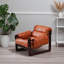 Fauteuil d'appoint compact et moderne avec accoudoirs amovibles, cuir ciré à l'huile orange brûlé