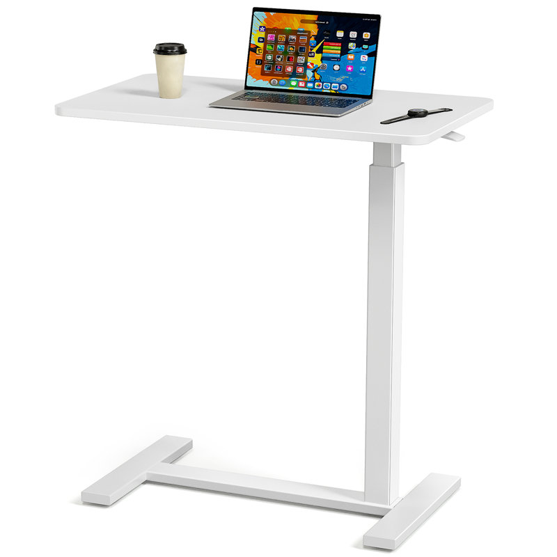 Multi-Function Adjustable and Movable Overbed Table with Hidden Casters, White