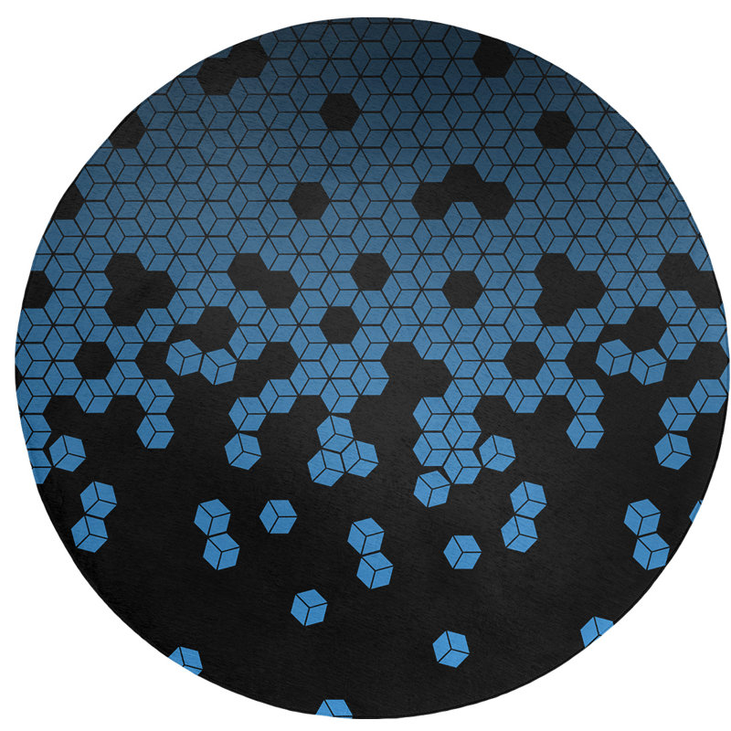Chenille Geometric Indoor Rug, Round 5'