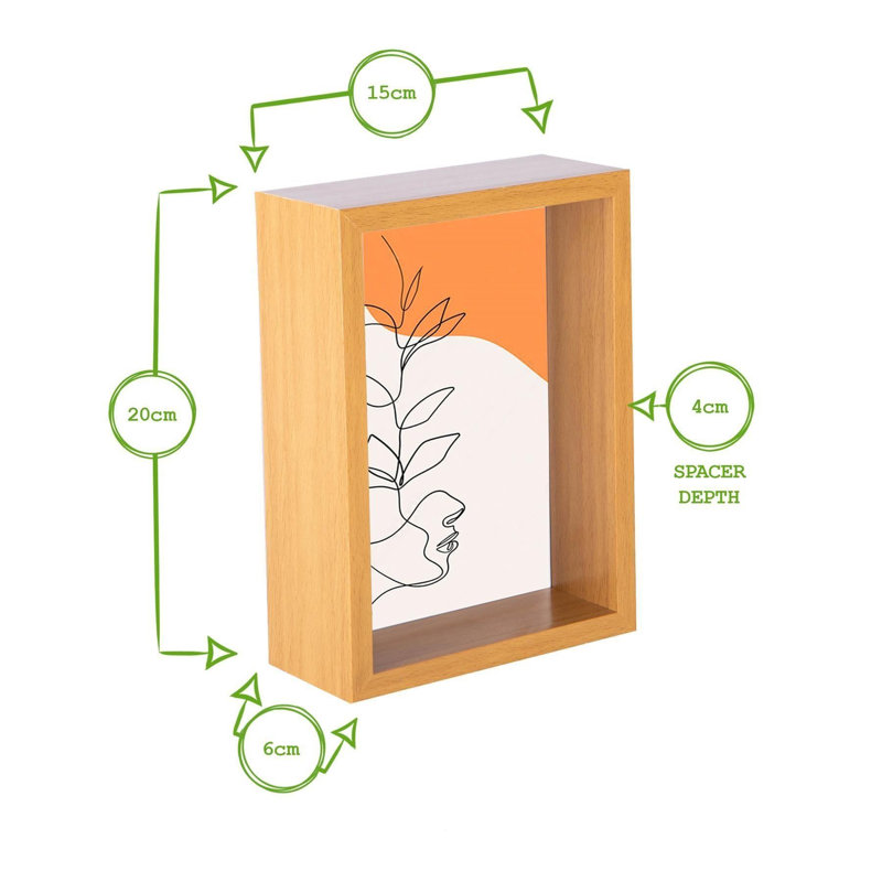Nicola Spring - 3D Deep Box Photo Frames, Light Wood, 13cm x 18cm