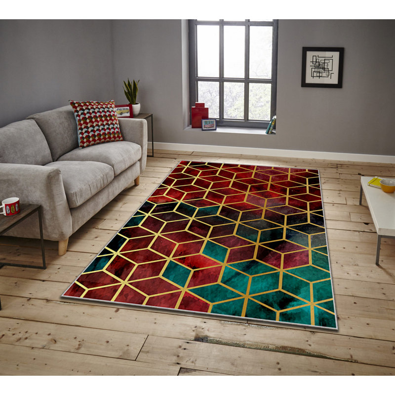 Luxurious Velvet Area Rug, 4.6 x 7.2 Feet | 100% Polyester, 740 g/m² | Non-Slip Felt Dot Underside, Machine Washable | Digital Print Design, Easy to Clean, Perfect for Living Room & Bedroom Décor
