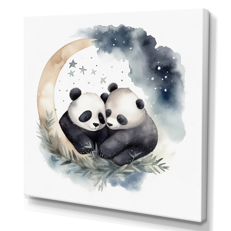 «Watercolor Baby Pandas II», reproduction, H 30 po x l 30 po x P 1 po, Toile tendue