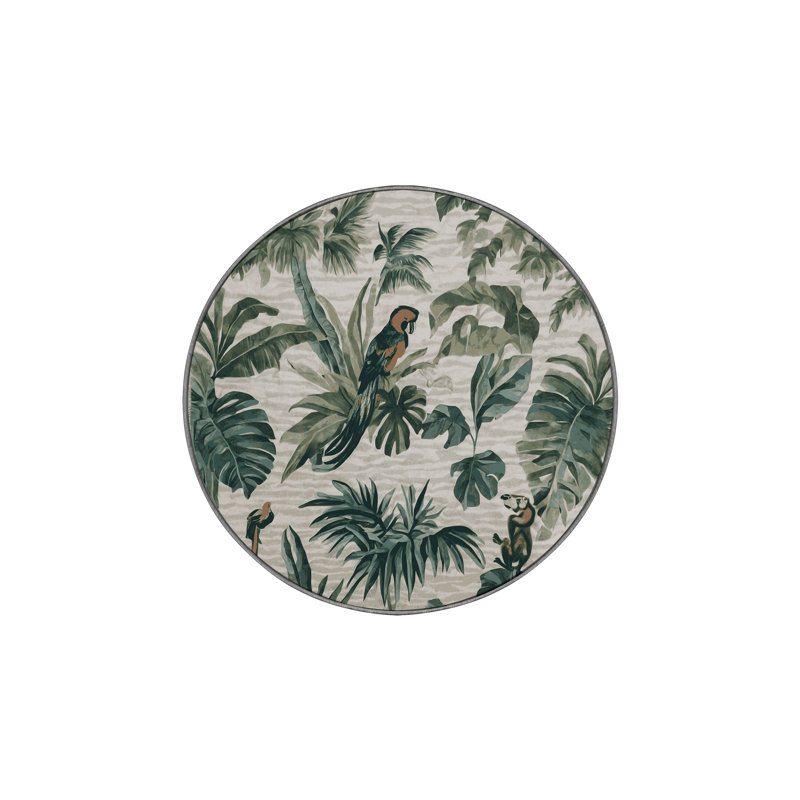 Tapis gris soyeux et moelleux, Rond 3 pi