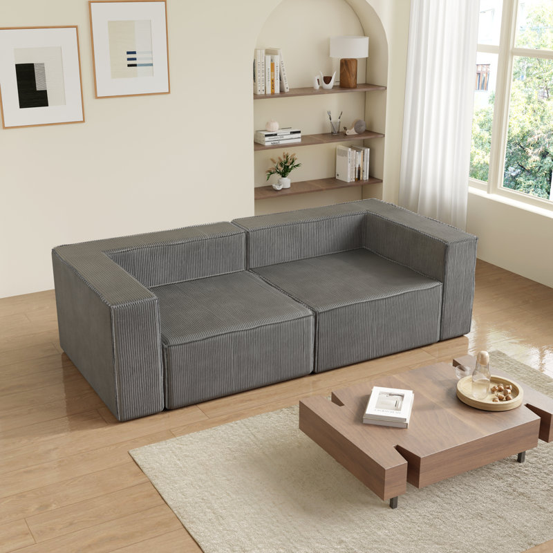 39" Luxury Corduroy Armless Couch for Living Room