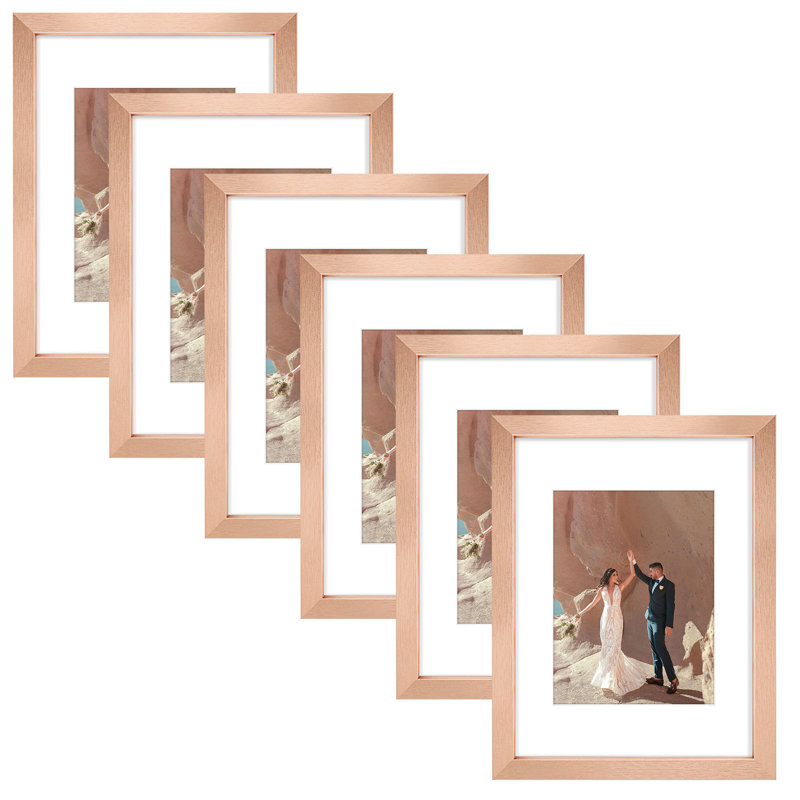 Gallery Frames, With Mat & Plexiglass, Wall/Tabletop Display, Rose Gold, 9" W x 12" H