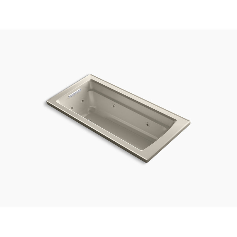Archer 66" X 32" Drop-In Whirlpool Bath with End Drain and Heater, Sandbar