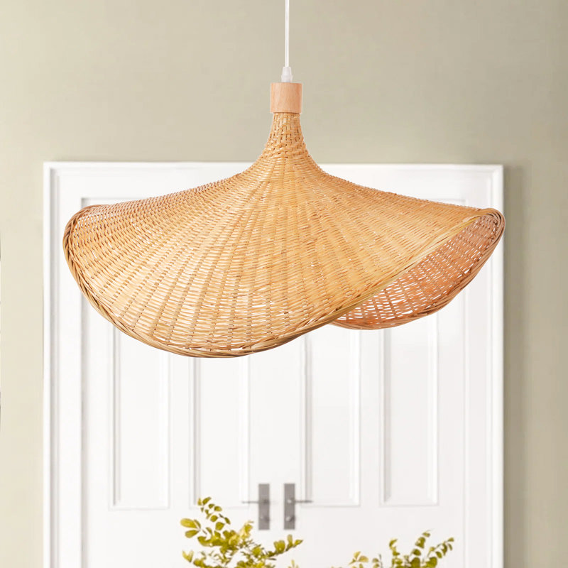 Ailina 1 - Light Geometric Handmade Bamboo Pendant, 11.81" H x 20.86" W x 20.86" D