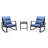 3 Pieces Patio Bistro Set Outdoor Rocking Chair W Blue Cushion For Yard Garden Poolside