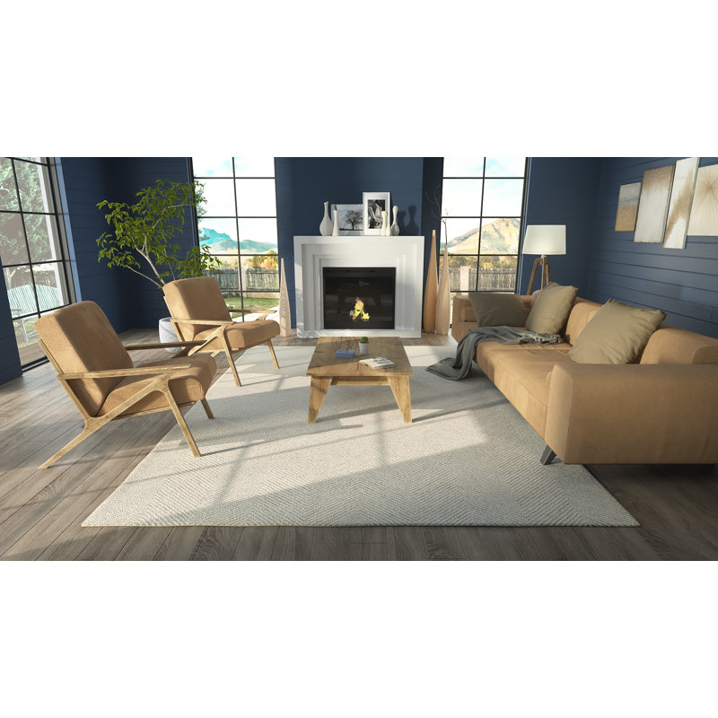 Wheaton Wool Chevron Area Rug in Taupe, Rectangle 9' x 12'