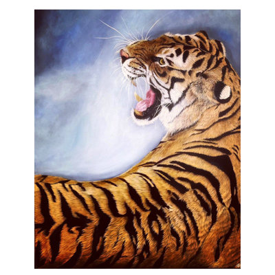 Tigre rugissant | Acrylique sur toile de lin | Peinture de Zoya
