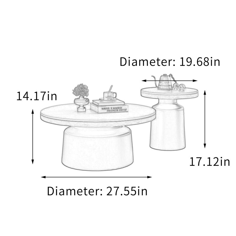 Ensemble de table basse Creative, 14.17" H x 27.55" L x 27.55" W, Black/Black
