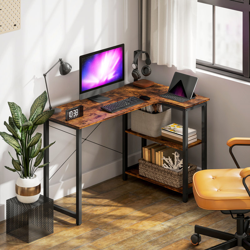 L-Shaped Metal Base Computer Desk