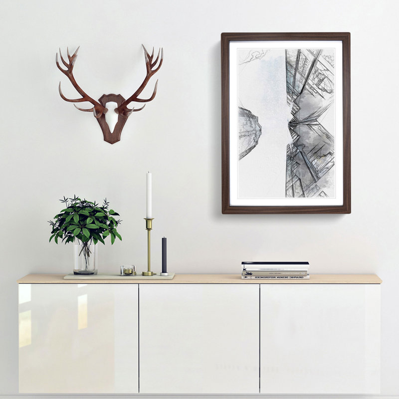 Sketching the Architecture Vol.70 - Picture Frame Drawing Print, Walnut Framed, 87cm H x 62cm W x 2cm D