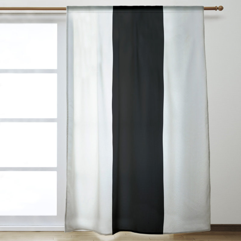 Striped Room Darkening Rod Pocket Single Curtain Panel, Pittsburgh Baseball White/Black/White