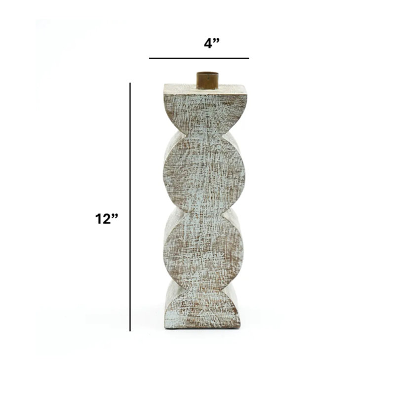 Wood Candle Holder | Decorative Wooden Candle Stand | 3x9", 3" H x 3" W x 9" D