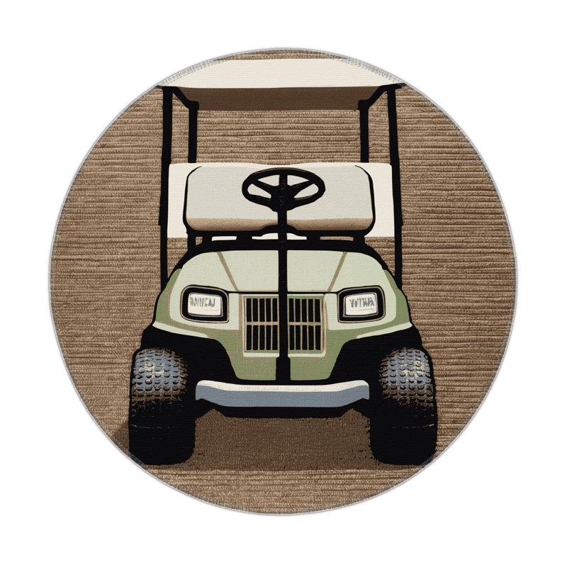 Tapis intérieur et extérieur beige Transport, Rond 5 pi
