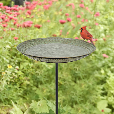 18” Tranquility Copper Bird Bath With Garden Pole