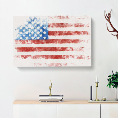 Painted American Flag Watercolour - Wrapped Canvas