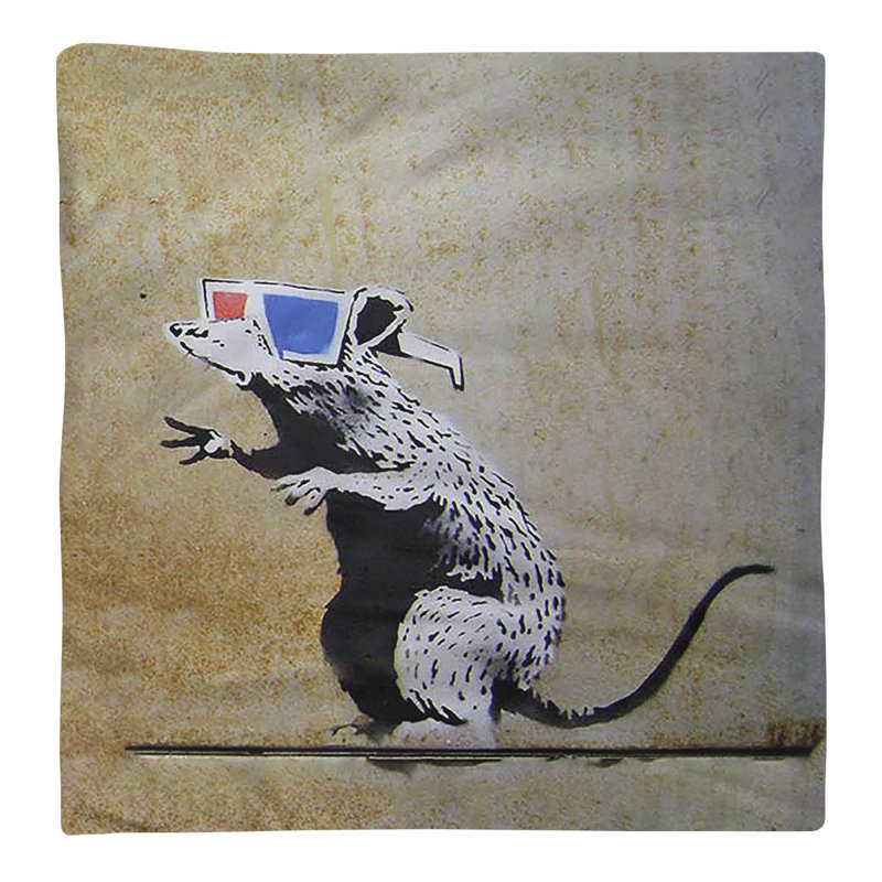 Banksy Graffiti No Pattern Square Napkin, 22" x 22", Poly Twill