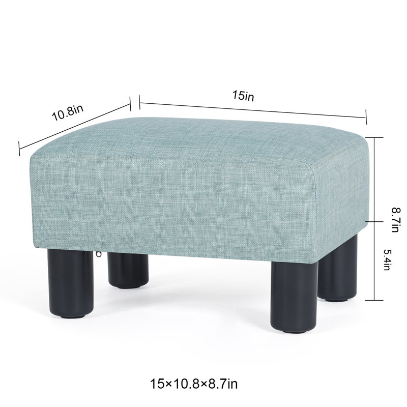 Flannel Small Footstool Ottoman For Footrest, Modern Rectangle Step Stool Extra Seating With Non-Skid Plastic Legs For Living Room, Couch, Entryway