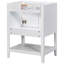 Base de meuble-lavabo de 24 po en blanc - Armoire de rangement moderne en bois massif avec portes et cadre ouvert inclus