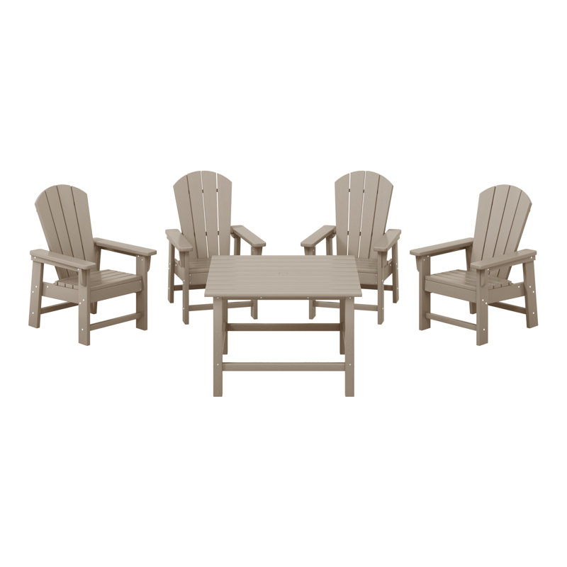 Laguna Kids Adirondack 5-Piece Square Table Dining Set, Weathered Wood