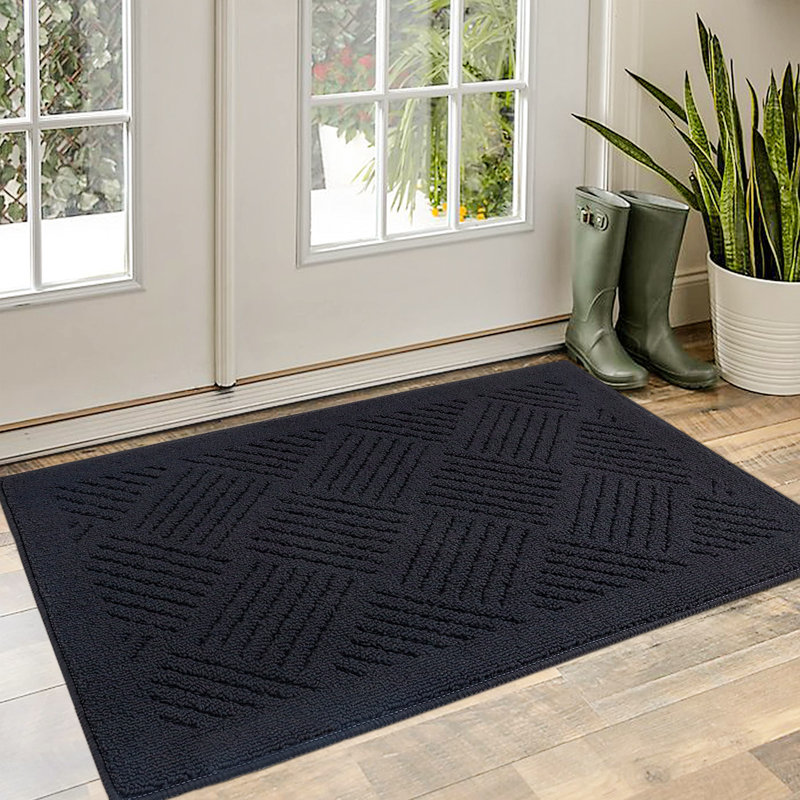 Tapis de porte d'extérieur antidérapant Erix, Gris foncé, L 32 po x L 48 po