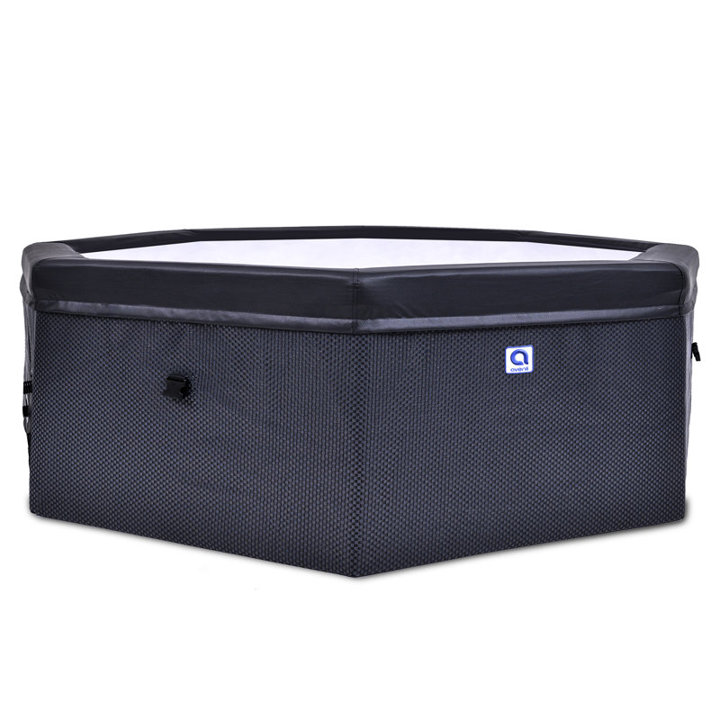 Black Rattan 6-Person Foam Wall Hot Tub Spa