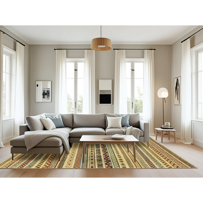 Tapis décoratif multicolore à motif abstrait, Rectangle 8 pi x 12 pi