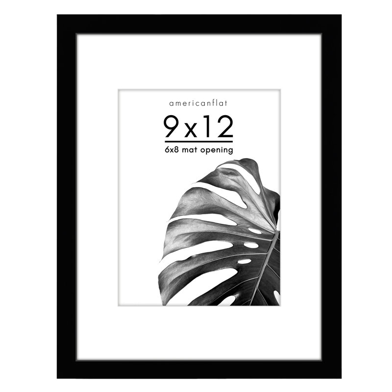 Cadre photo avec passe-partout - Bois et verre, Noir, 9 po x 12 po
