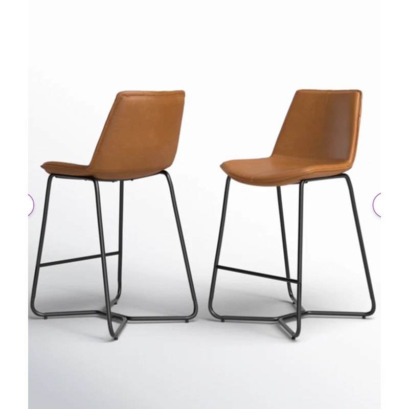 Tabouret en cuir brun clair