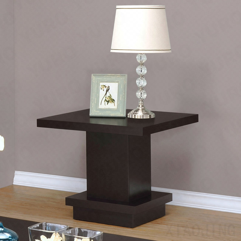 Cappuccino Square Pedestal End Table