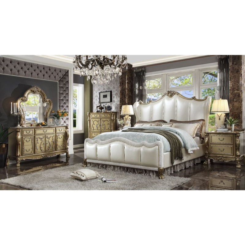 Dileo Upholstered Wingback Bed, Queen