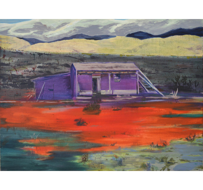 Purple House Red Water Print by Other Artist, 60 × 40, Matted Framed Print, Brown