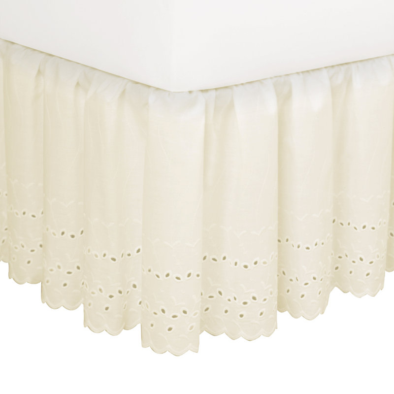 Ivory Eyelet Ruffled Cotton Polyester Full Bed Skirt