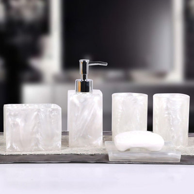 Five-piece bathroom accessory set