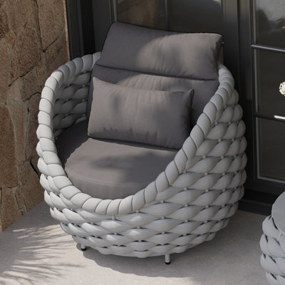 Chaise longue d'extérieur à structure en aluminium et corde en polyester Pingel