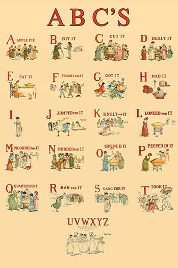 « kate greenaways abc » par kate greenaway, impression, H 36 po x l 24 po