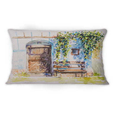 Porte à une cave à vin dans un ancien bâtiment en Styrie - coussin décoratif moderne Mid-1Century
