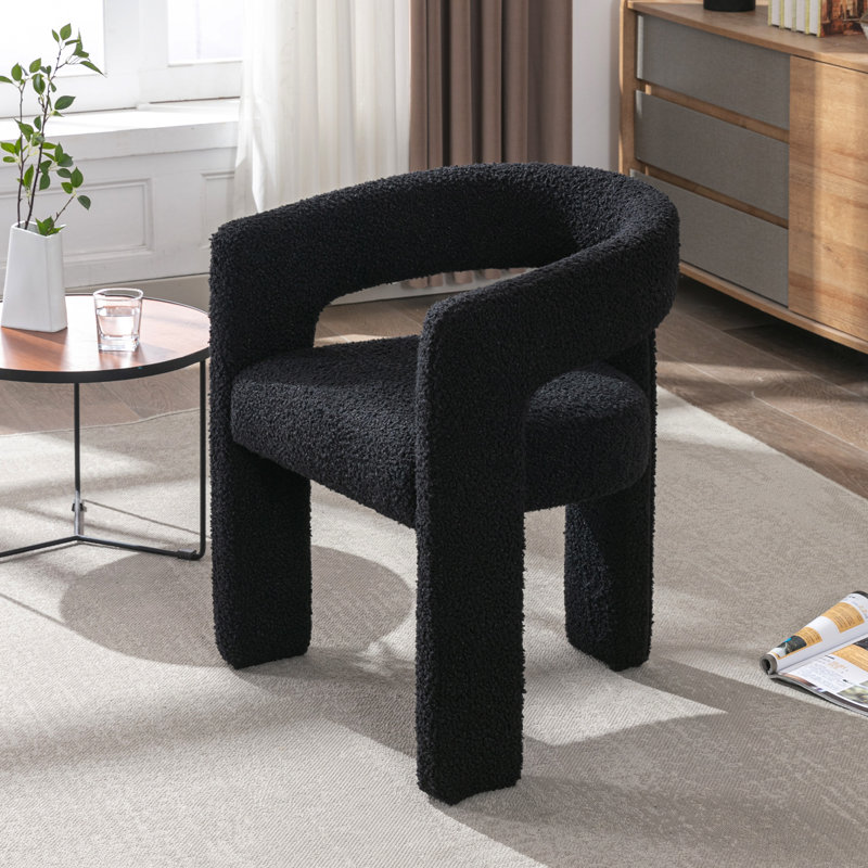 Chaise avec accoudoirs en fer Dalpat, Sherpa noir