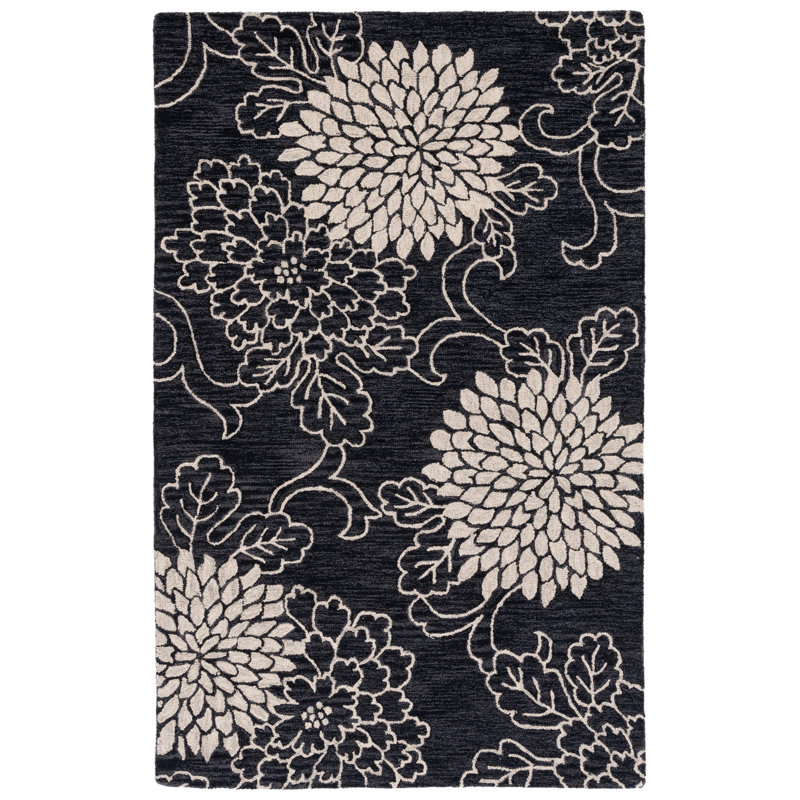 Abranda Hand Tufted Wool Floral Rug, Rectangle 3' x 5'