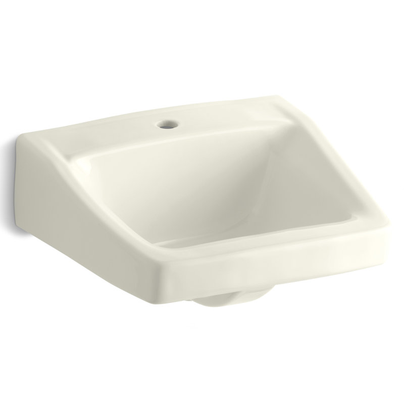 Chesapeake Vitreous China  Rectangular Wall Mount Bathroom Sink with Overflow, Biscuit